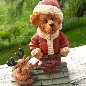 BOYDS BEARS BEARSTONE "SANTA AND RALPH...TOO MANY COOKIES!" #4016654